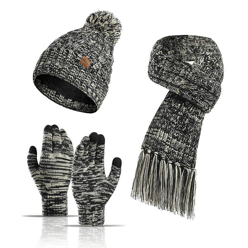 Three-Piece Hat Thick Scarf Touch Screen Gloves - MRSLM