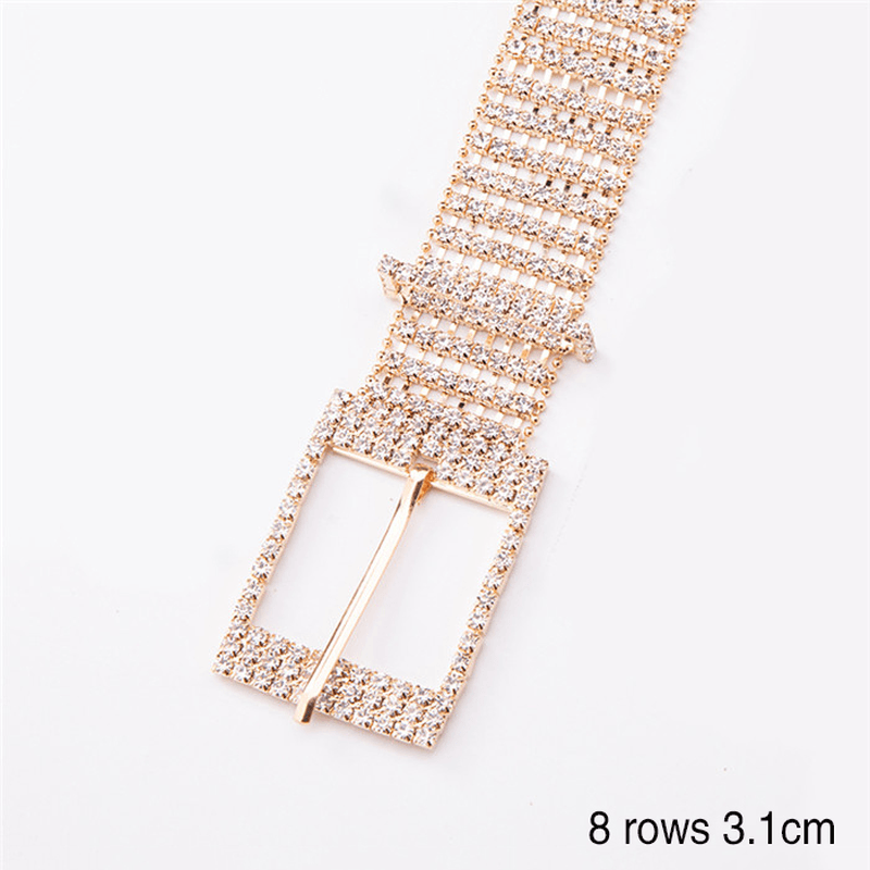 Women'S Shiny Alloy Belt with Rhinestones - MRSLM