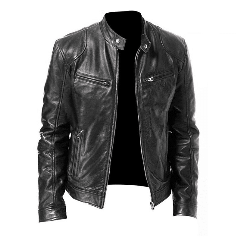 Men's zip PU leather jacket, view 5 - MRSLM