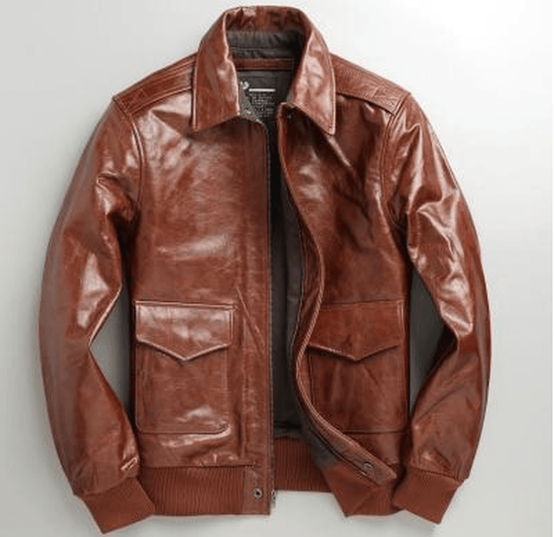 Men's short slim-fit cowhide leather jacket, view 6 - MRSLM