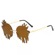 round gold frame colored lens sunglasses, view 3 - MRSLM