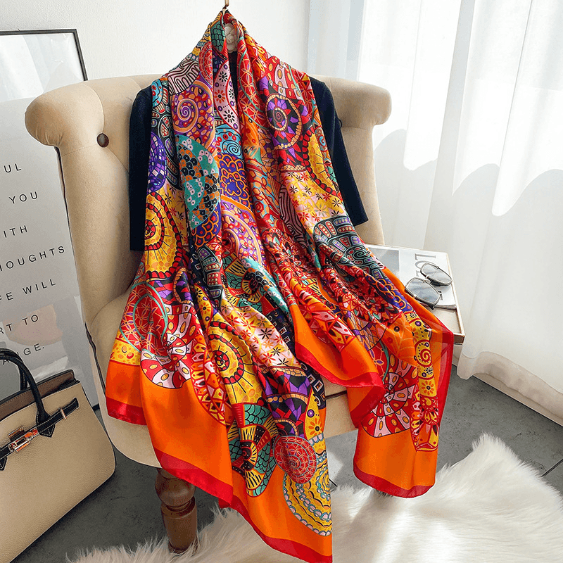 floral tie-dye gauze scarf shawl, view 10 - MRSLM
