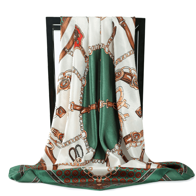 retro silk satin square scarf, view 3 - MRSLM