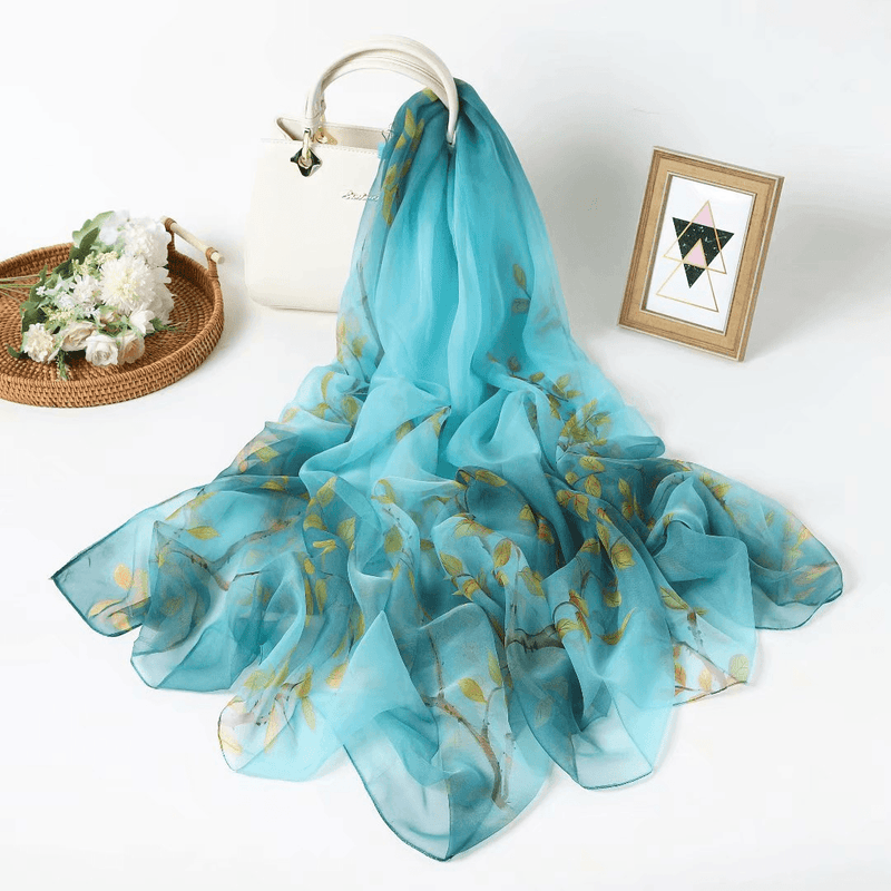 Imitation silk yarn flower scarf, view 10 - MRSLM
