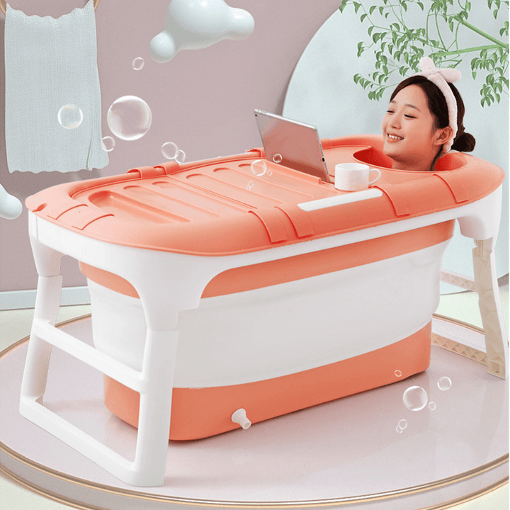 114X86X60Cm Folding Bathtub Bath Barrel Soaking Tub Large Capacity for Baby Child Adult Bathtub - MRSLM
