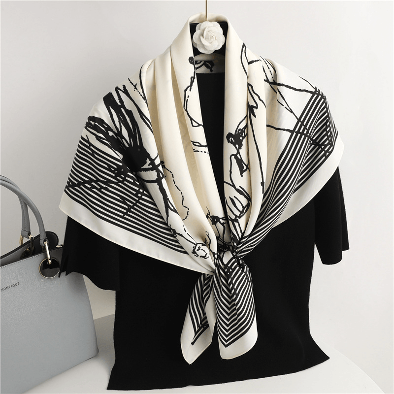 twill imitation silk scarf, view 2 - MRSLM