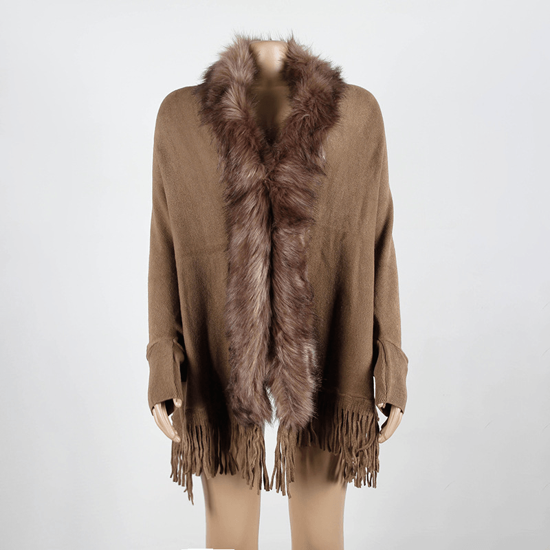 fringed cloak shawl cardigan, view 7 - MRSLM