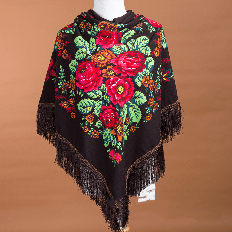 large square ethnic print scarf, view 19 - MRSLM