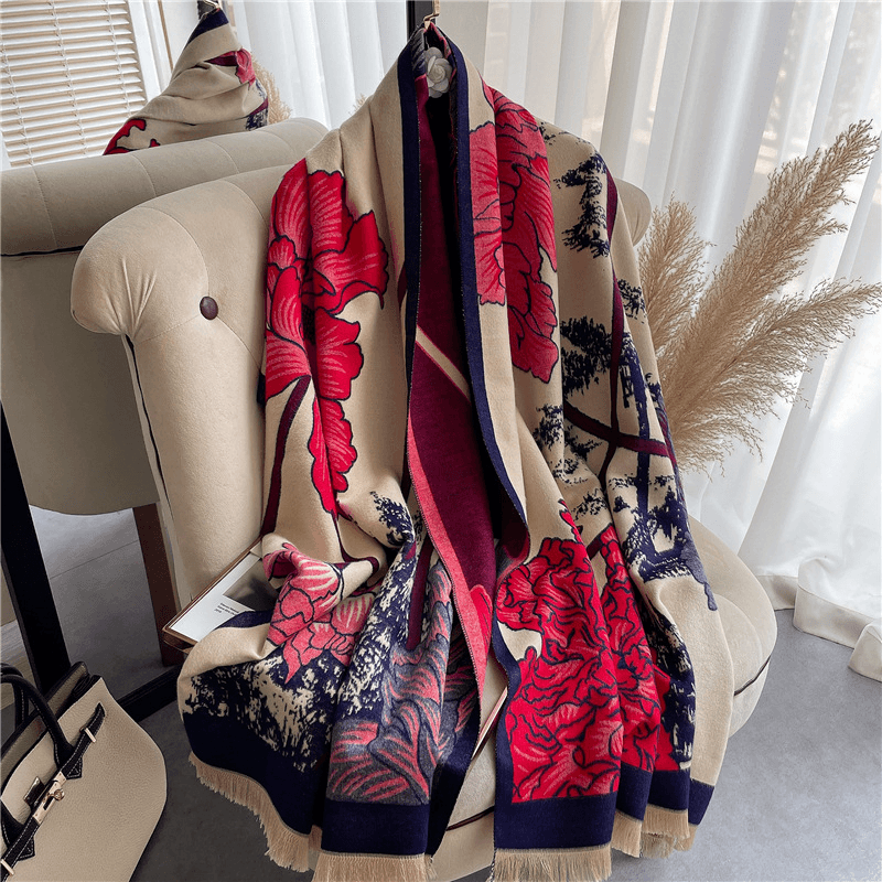thick imitation cashmere check scarf, view 9 - MRSLM