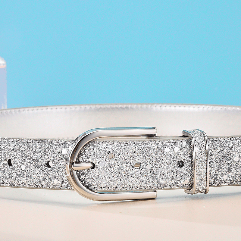women's faux leather sequin belt, view 6 - MRSLM