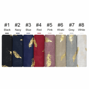 gold leaf print scarf turban shawl, view 2 - MRSLM