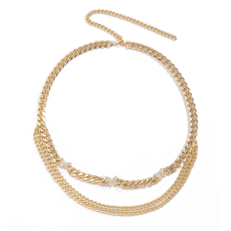Multi-layer chain waist accessory with butterfly, view 3 - MRSLM