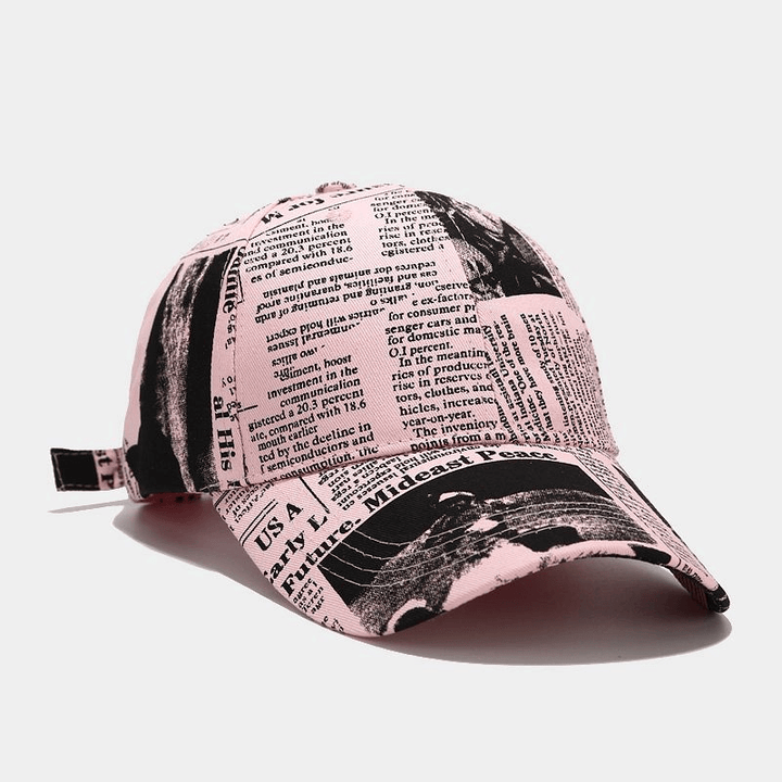 College Style Retro Newspaper Pattern Baseball Cap Men - MRSLM