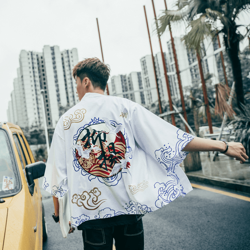 japanese summer printed cardigan shirt, view 6 - MRSLM