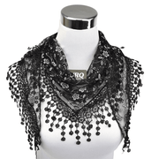 small floral velvet triangle scarf, view 4 - MRSLM