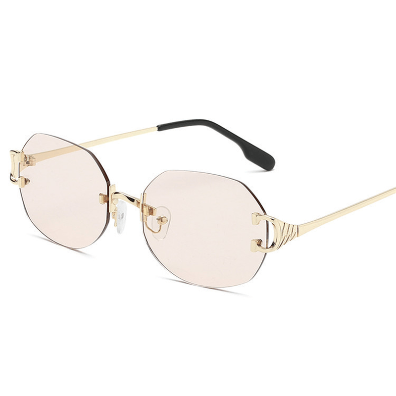 oval frameless trimmed unisex sunglasses, view 2 - MRSLM