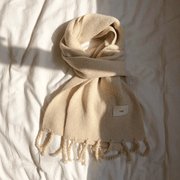solid color tassel knitted scarf, view 6 - MRSLM
