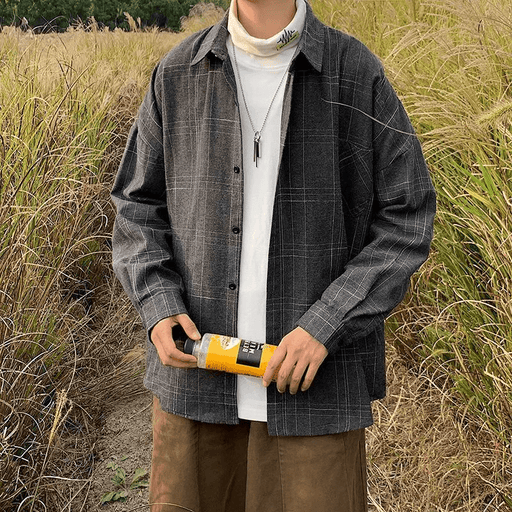 Men's long-sleeved plaid shirt - MRSLM