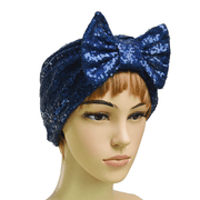 women's sequin bow bandana hat, view 2 - MRSLM