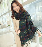 Warm plaid tassel shawl, view 5 - MRSLM