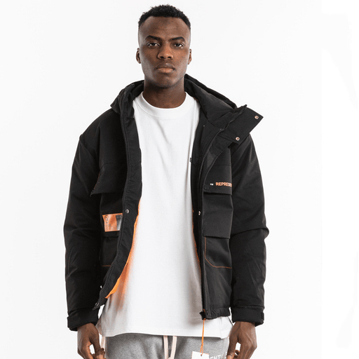 men's hooded multi-pocket loose coat - MRSLM