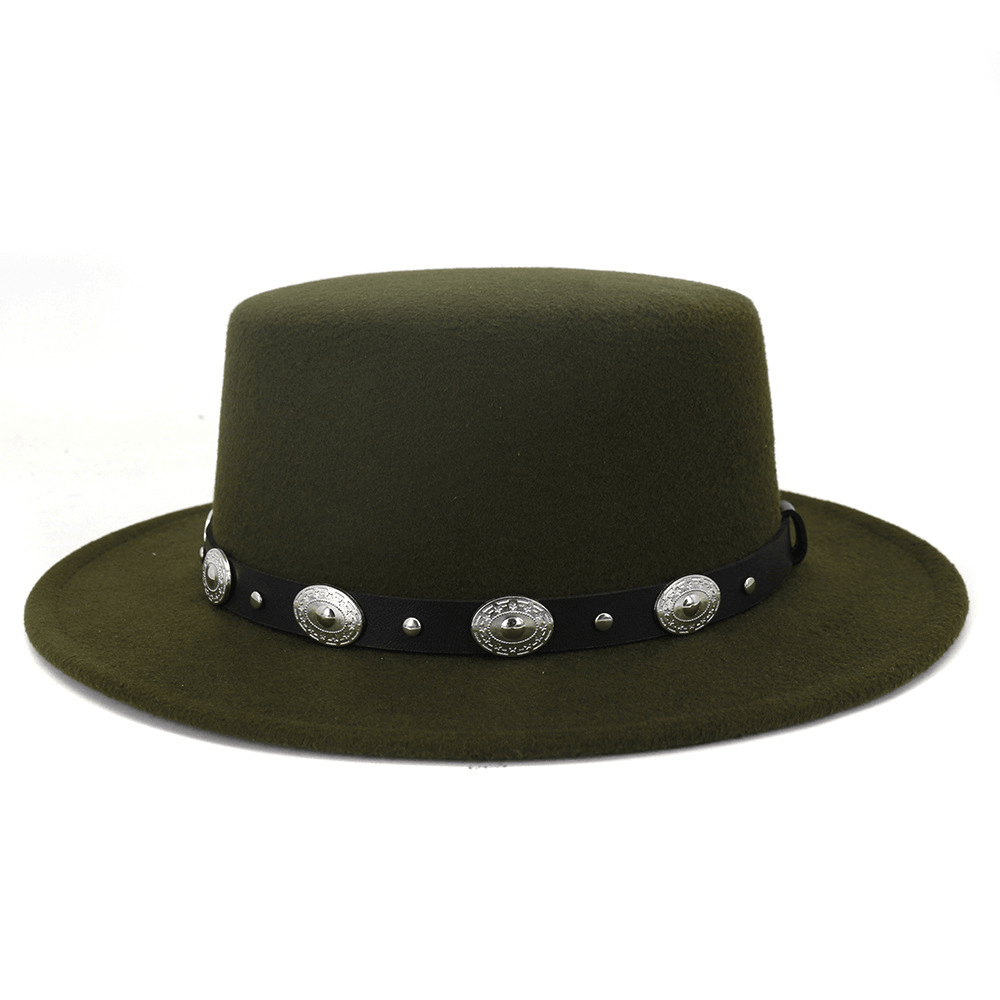 Simple Casual Warm Woolen All-Match British Fashion Metal Buckle Jazz Hat