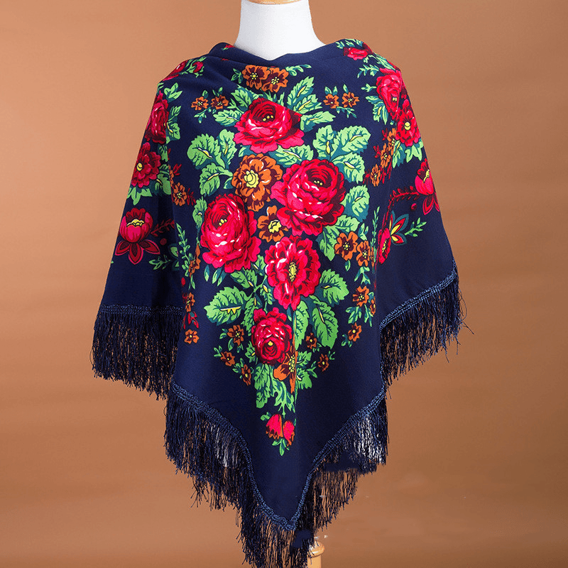 large square ethnic print scarf, view 16 - MRSLM