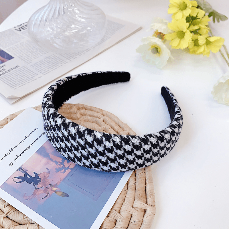 houndstooth wide edge headband, view 3 - MRSLM