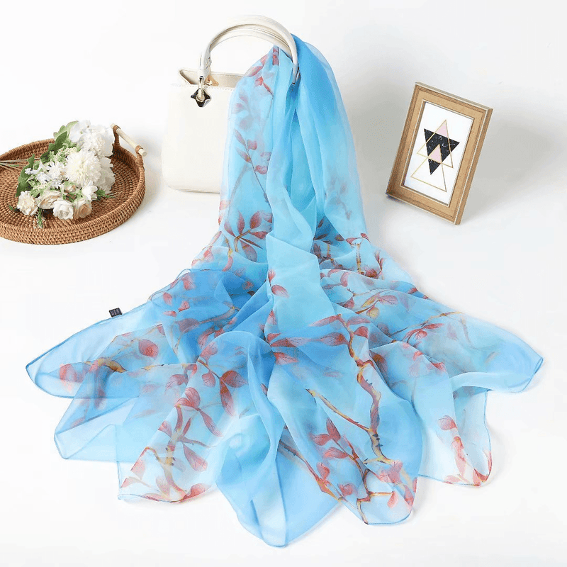 Imitation silk yarn flower scarf, view 9 - MRSLM