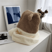 cat ears plush hat earmuff and glove set, view 5 - MRSLM