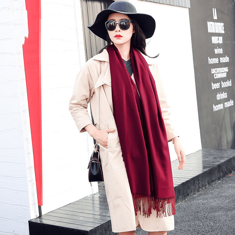 women's thick tassel shawl scarf, view 5 - MRSLM