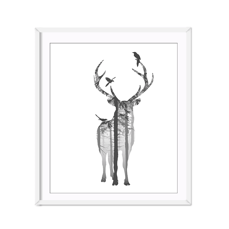 Miico Hand Painted Oil Paintings Simple Style Deer Family B Wall Art for Home Decoration Painting - MRSLM