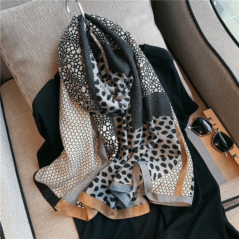 leopard print double-sided scarf, view 2 - MRSLM