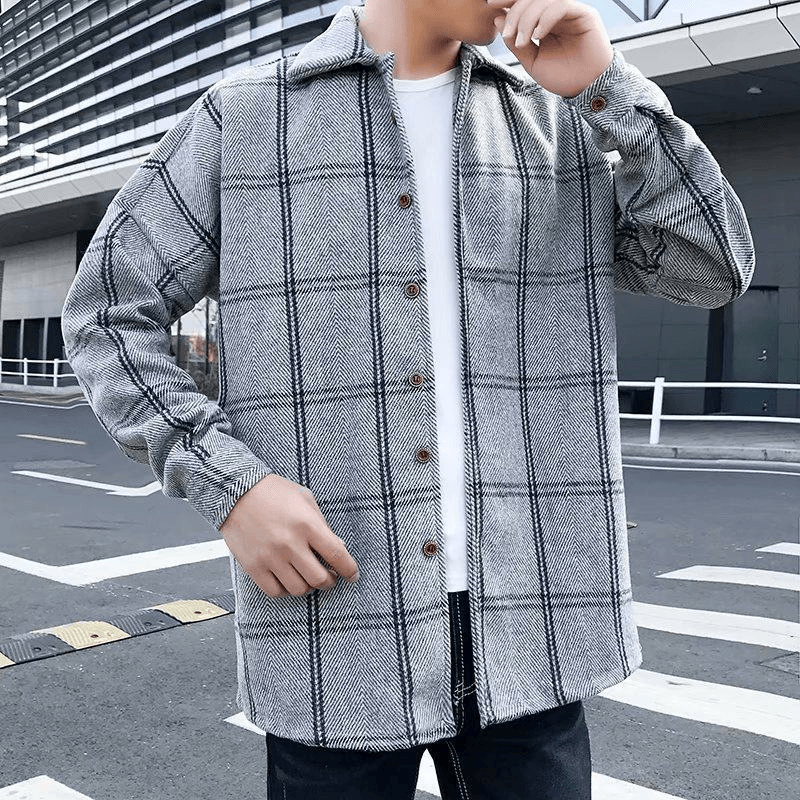 Men's retro woolen plaid coat - MRSLM