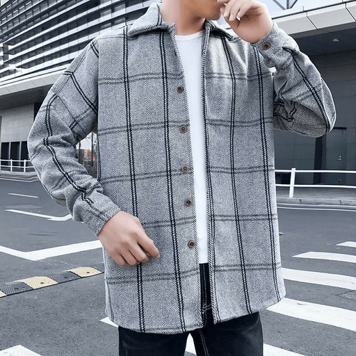Men's retro woolen plaid coat - MRSLM