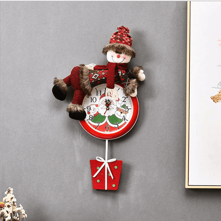2020 Christmas Wall Hanging Clock New Fashion Battery Powered Needle Clocks Xmas for Home Party Pendant Decor - MRSLM