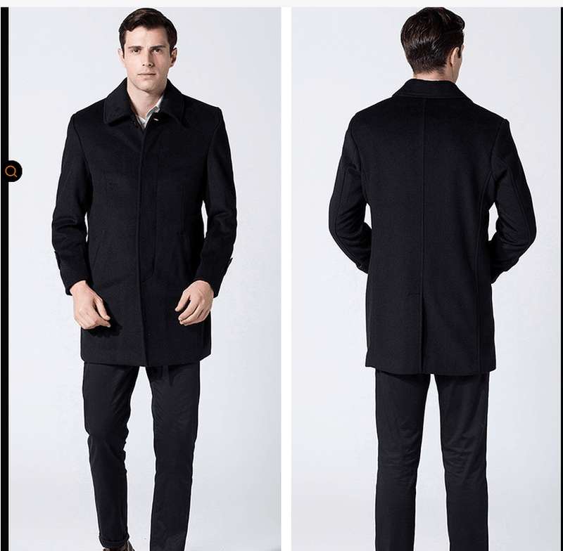 men's long lapel wool coat, view 8 - MRSLM