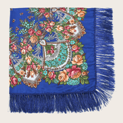 Printed fringed square shawl, view 10 - MRSLM