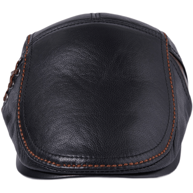 Men's cowhide leather beret hat, view 5 - MRSLM
