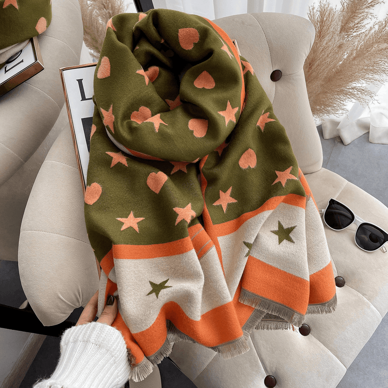 thick imitation cashmere check scarf, view 18 - MRSLM