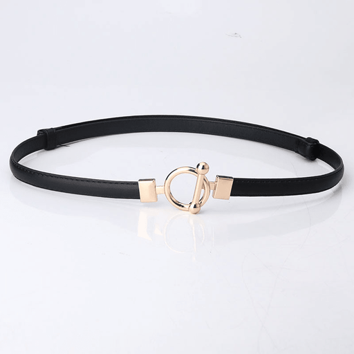 women's slim PU belt with round buckle - MRSLM