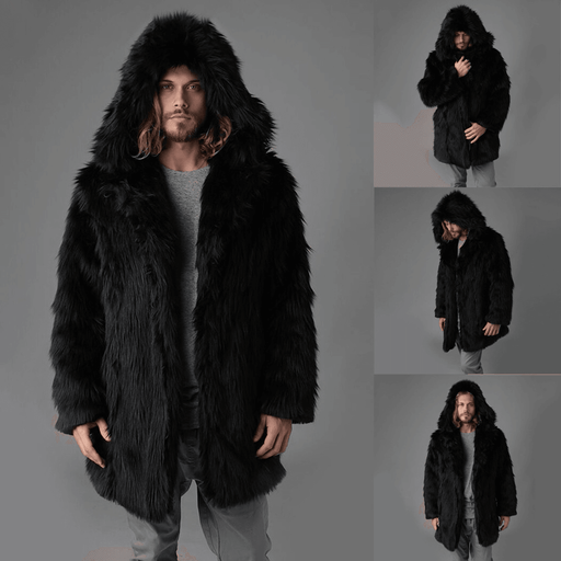 men's black faux fur jacket - MRSLM