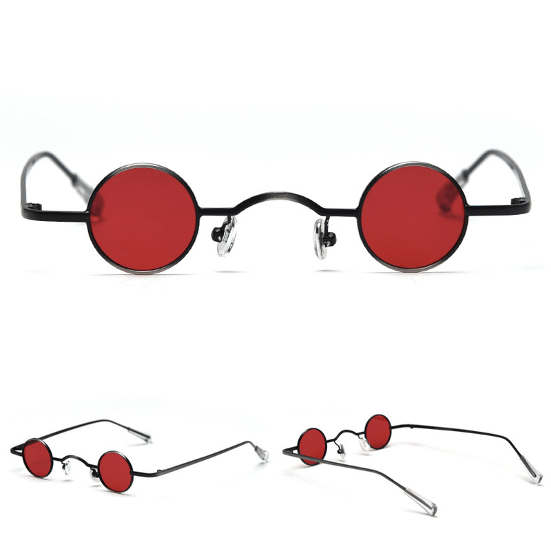 retro super small round metal sunglasses, view 3 - MRSLM