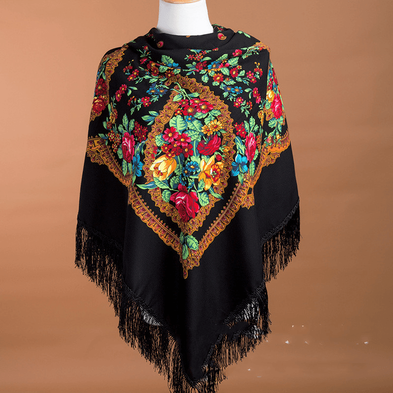 large square ethnic print scarf, view 13 - MRSLM