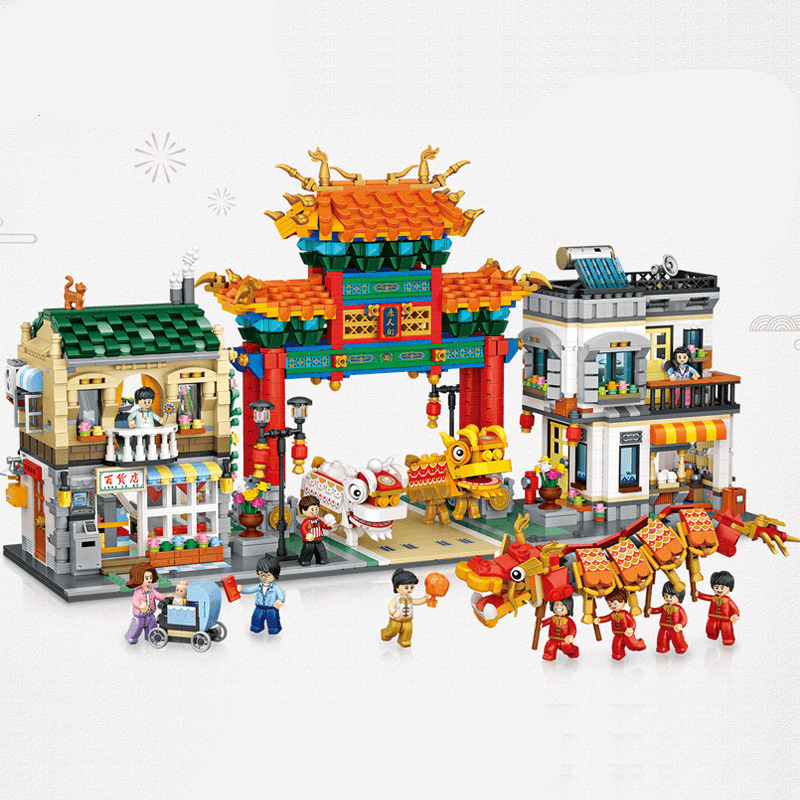 Chinatown Small Particle Building Blocks Street View Mini Assembling Toy Puzzle - MRSLM