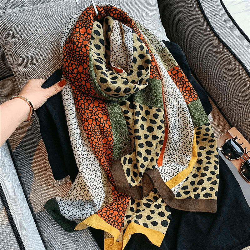 leopard print double-sided scarf, view 4 - MRSLM