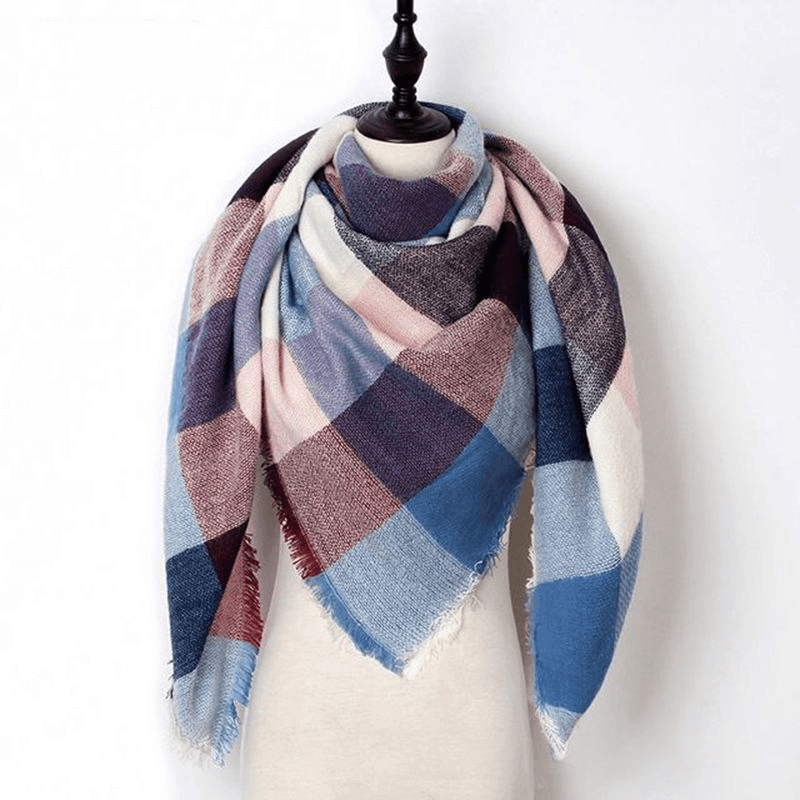 imitation cashmere double-sided plaid shawl - MRSLM
