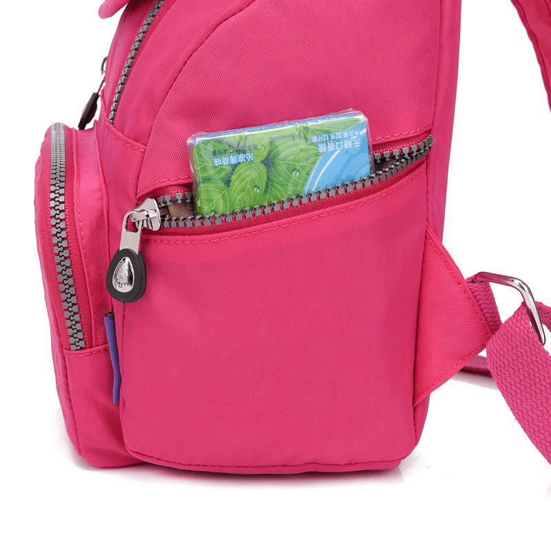 Women Solid Nylon Flap Backpack Waterproof Casual Satchel - MRSLM