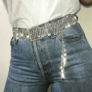 womens shiny alloy rhinestone belt, view 2 - MRSLM