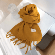 solid color tassel knitted scarf, view 16 - MRSLM